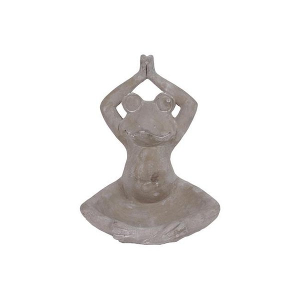 Urban Trends Collection Urban Trends Collection 54601 Cement Meditating Frog Figurine in Overhead Namaskara Position with Candle Holder; Concrete Finish - Gray 54601